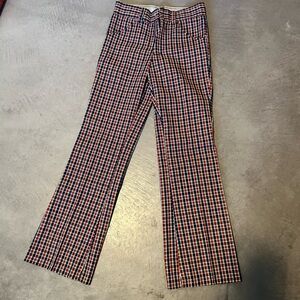 Vintage early 1970’s High-Rise Plaid Sears Pants - Red, Navy & White. Dead stock
